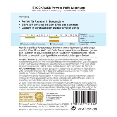 Samenmischung Stockrose 'Powder Puffs', pink-rosa-weiß-gelb