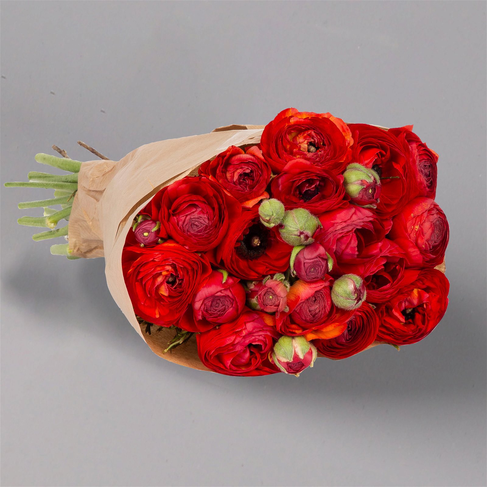 Blumenbund mit Ranunkeln, 15er-Bund, rot, inkl. gratis Grußkarte