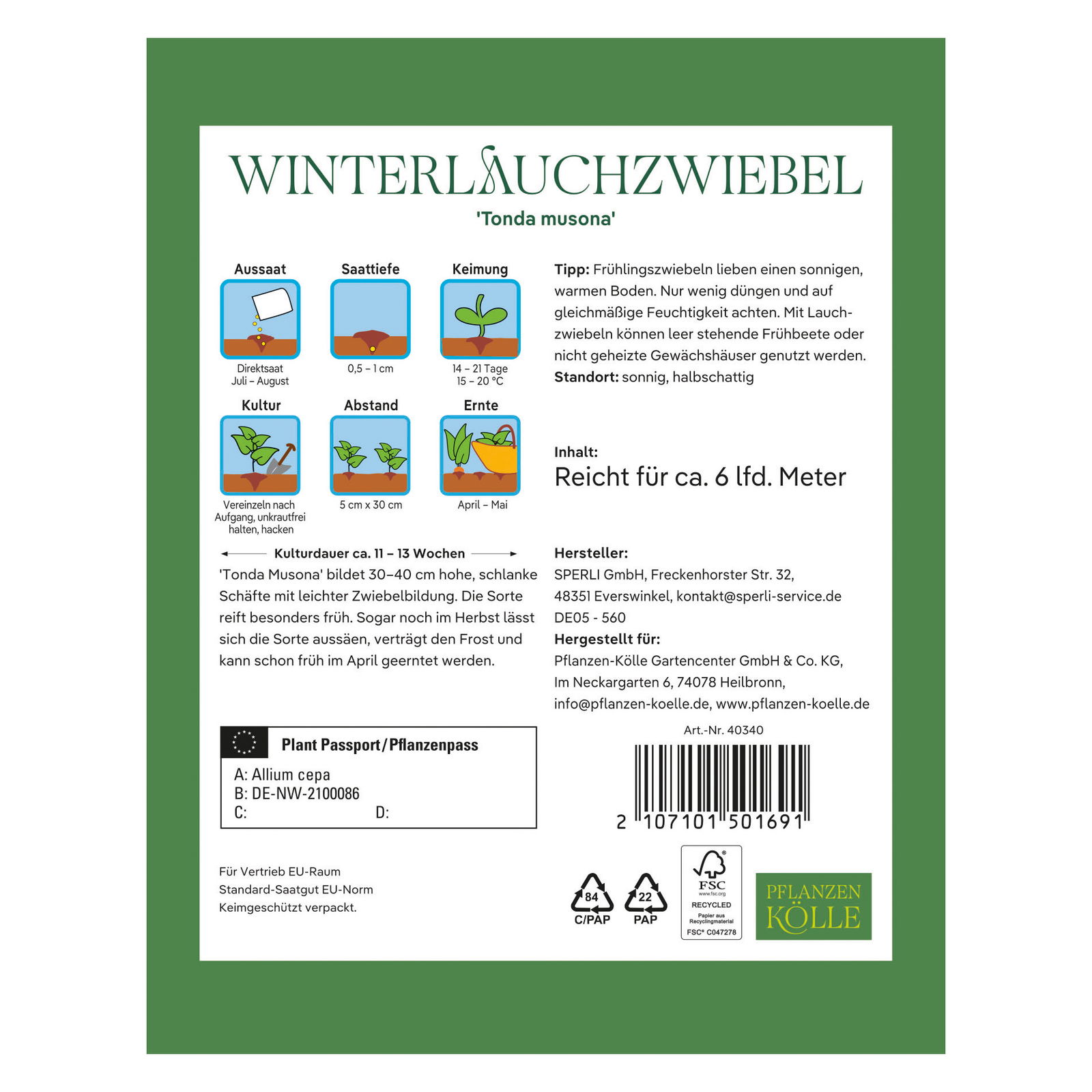 Kölles Beste Gemüsesamen Winterlauch-Zwiebel 