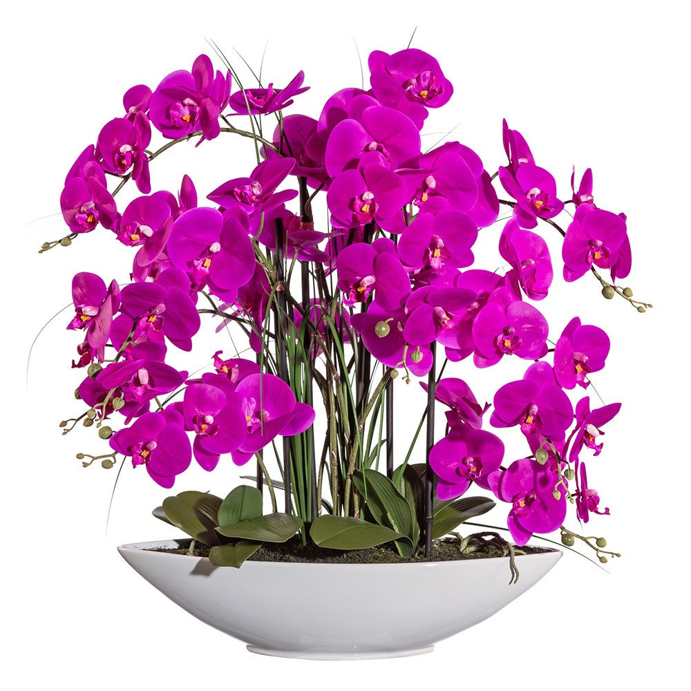 weißer lilablühend Orchidee künstlich Keramikschale in