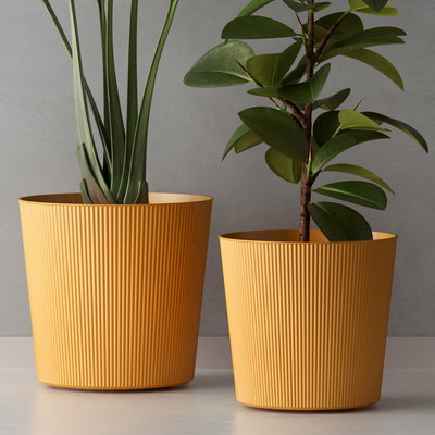 Euro 3 Plast Pflanzgefäß 'Fyre', mango, ca. Ø 35 x H 34 cm