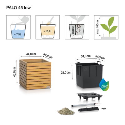 Lechuza Pflanzgefäß 'Palo Natural Wood 45', ca. 44 x 44 x H 46 cm