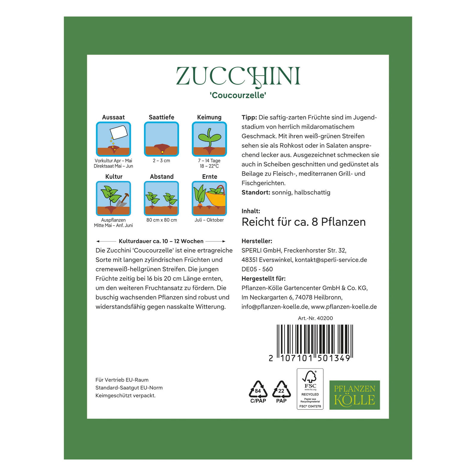 Kölles Beste Gemüsesamen, Zucchini Kölles Beste Gemüsesamen, Zucchini