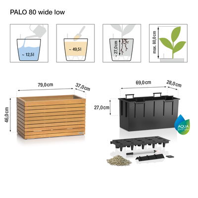 Lechuza Pflanzkasten 'Palo Natural Wood 80', ca. 78,5 x 78,5 x H 46 cm