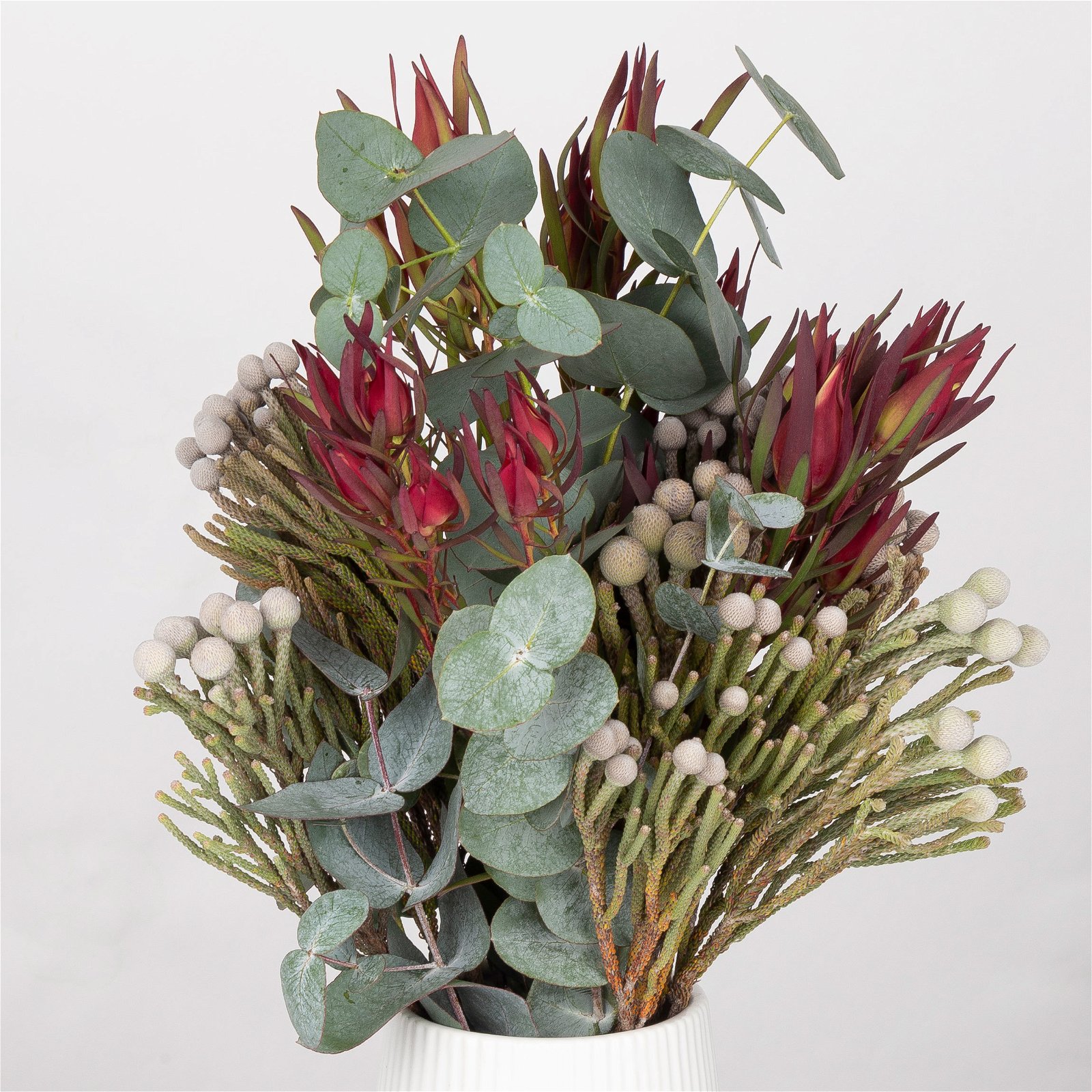 Blumenbund Eukalyptus mit Brunia und Kapgrün, inkl. Grußkarte
