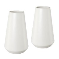 Vase Bilbao, 2er-Set, Keramik, weiß, 12,5 x 12,5 x 20,5 cm