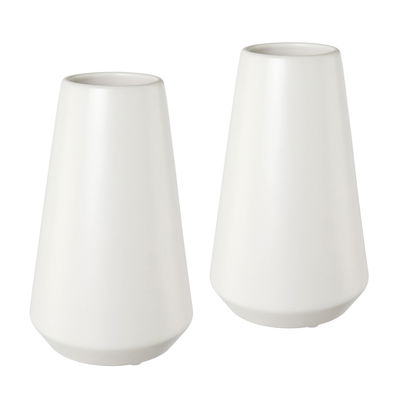 Vase Bilbao, 2er-Set, Keramik, weiß, 12,5 x 12,5 x 20,5 cm Vase Bilbao, 2er-Set, Keramik, weiß, 12,5 x 12,5 x 20,5 cm
