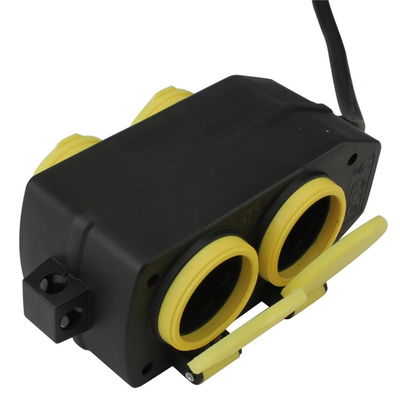 Feuchtraum-Steckdosenblock 4-fach, schwarz/gelb Feuchtraum-Steckdosenblock 4-fach, schwarz/gelb