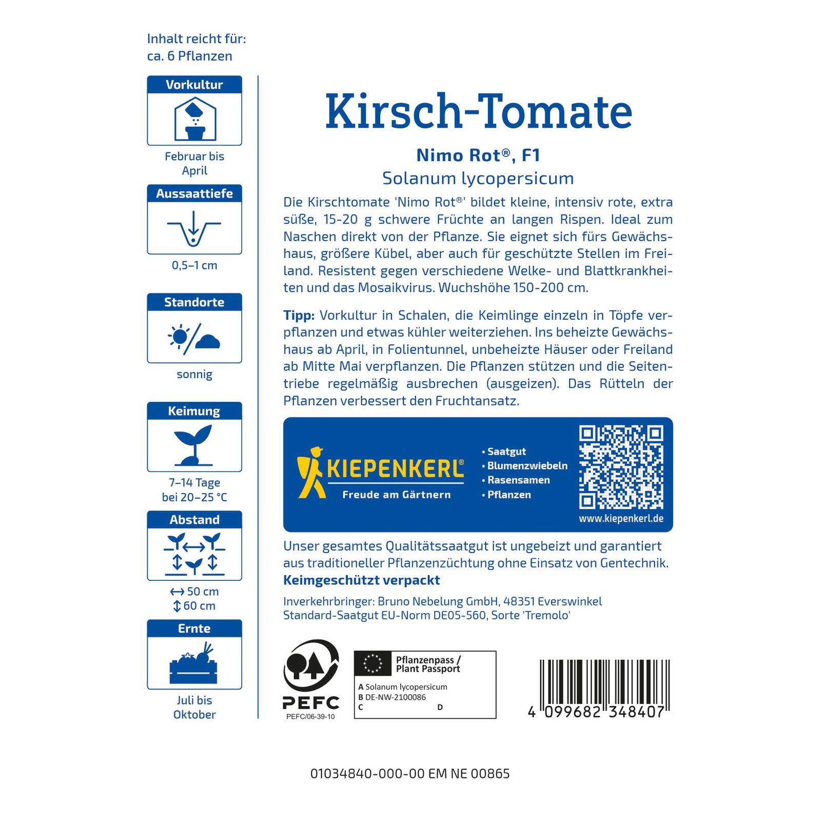 Kiepenkerl Saatgut Kirsch-Tomate 'Nimo Rot®', rot