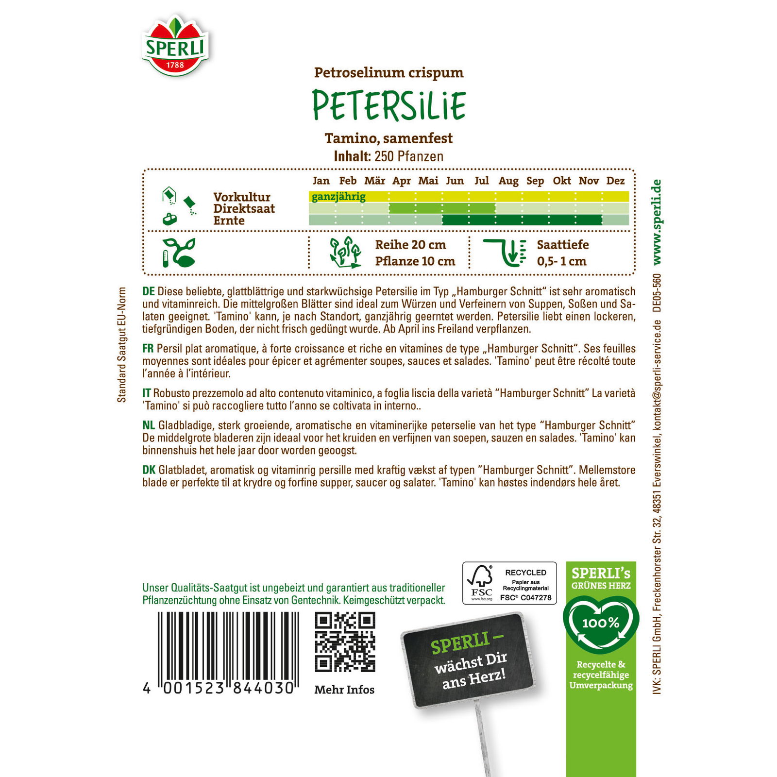 Sperli Saatgut Petersilie 'Tamino', grün