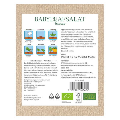Kölle Bio Saatgut Babyleaf-Salat 'Mesclun', grün