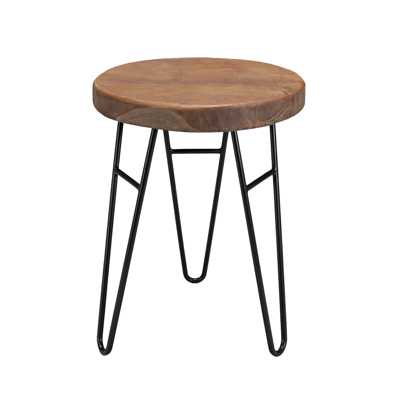 Holzhocker, Teakholz und Metall, naturfarben, ca. 44 x 30 x 30 cm
