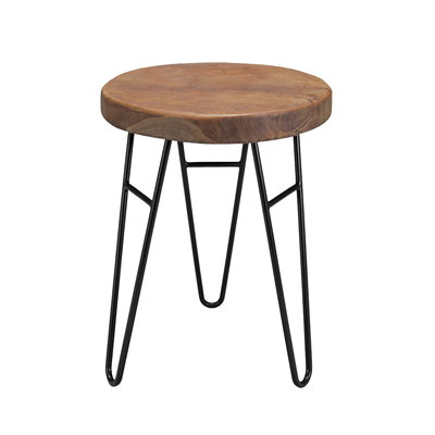 Holzhocker, Teakholz und Metall, naturfarben, ca. 44 x 30 x 30 cm
