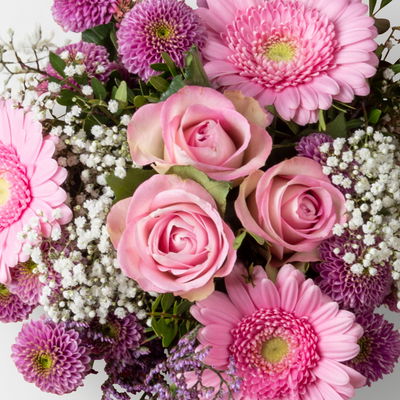 Blumenstrauß 'Pink Passion' inkl. Herz-Stecker, handgebunden, Größe M Blumenstrauß 'Pink Passion' inkl. Herz-Stecker, handgebunden, Größe M