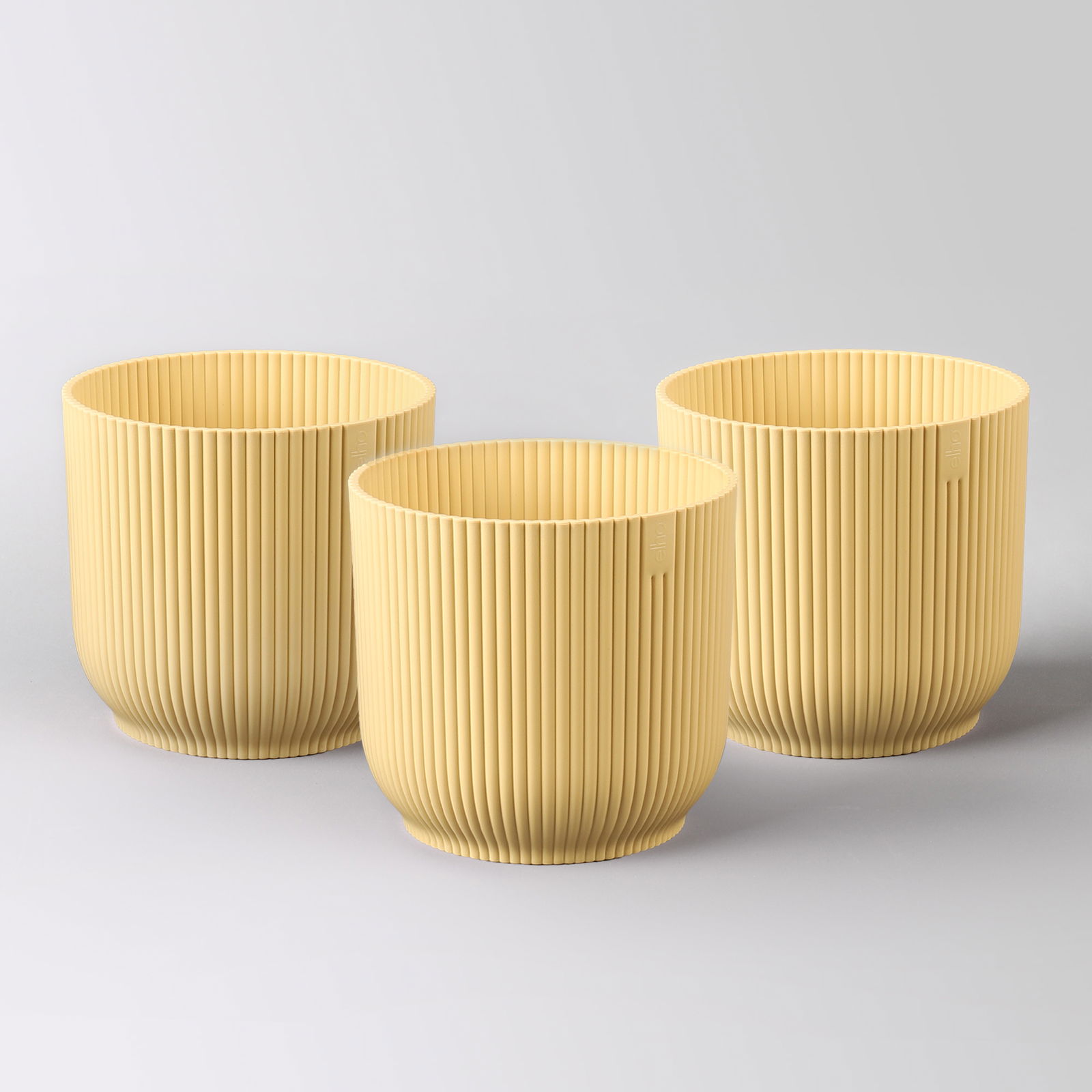 Elho Übertopf 'Vibes', buttergelb, ca. Ø 14 x H 13 cm, 3er-Set