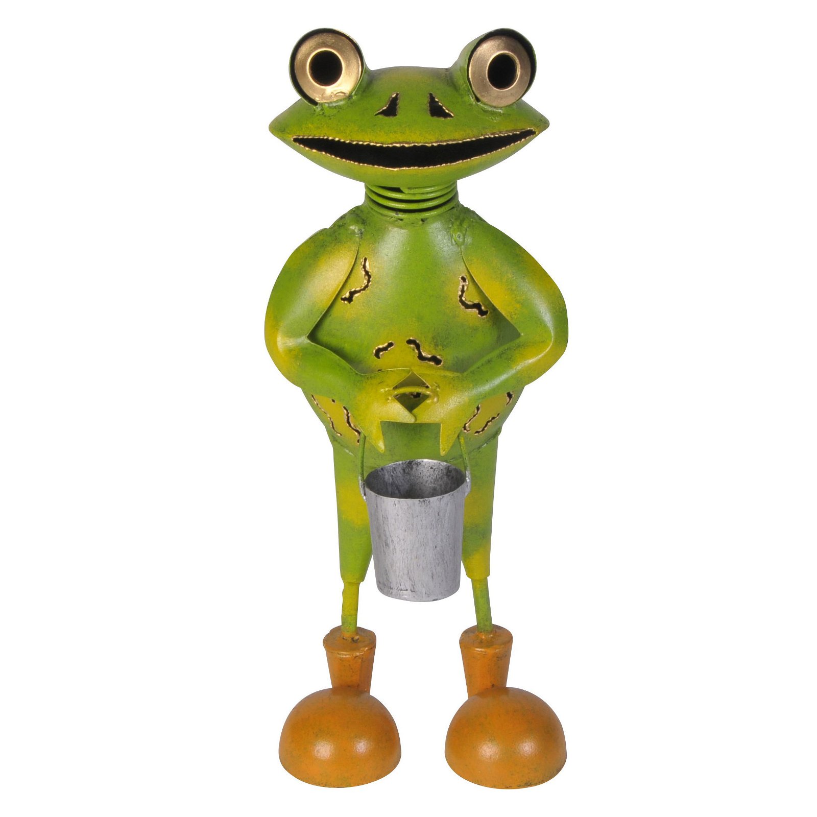 Metall-Frosch mit Eimer, 40 x 15 x 13 cm