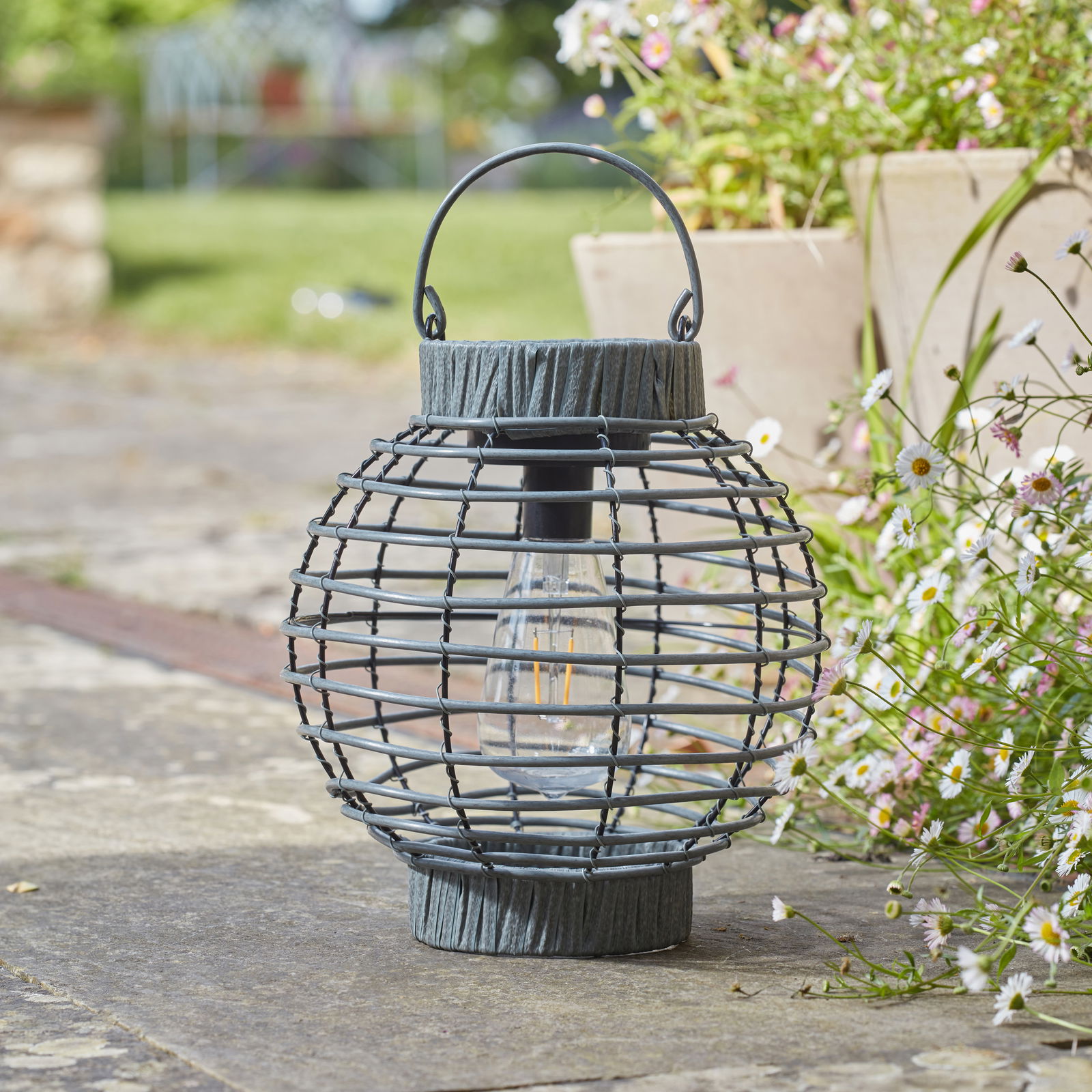 Solarlaterne 'Terra', grau, ca. Ø23 cm