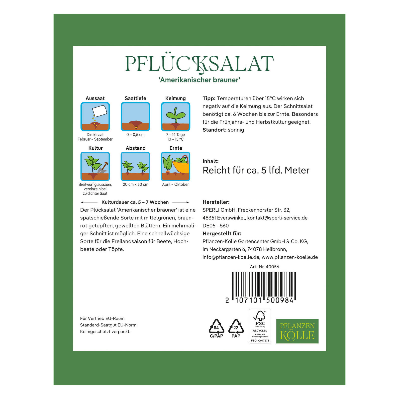 Kölles Beste Gemüsesamen Pflücksalat 