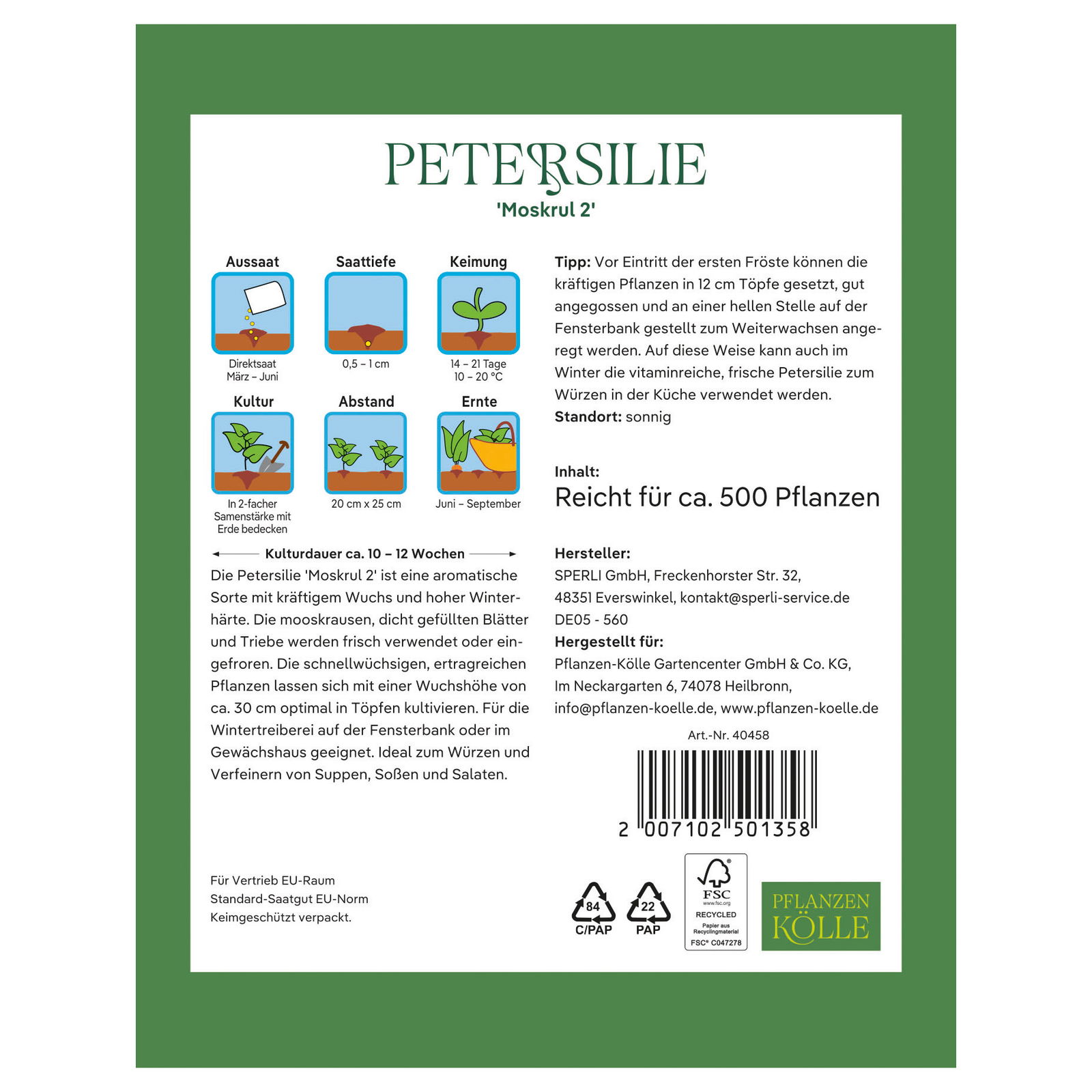 Kölles Beste Kräutersamen, Petersilie 'Moskrul 2' Kölles Beste Kräutersamen, Petersilie 'Moskrul 2'