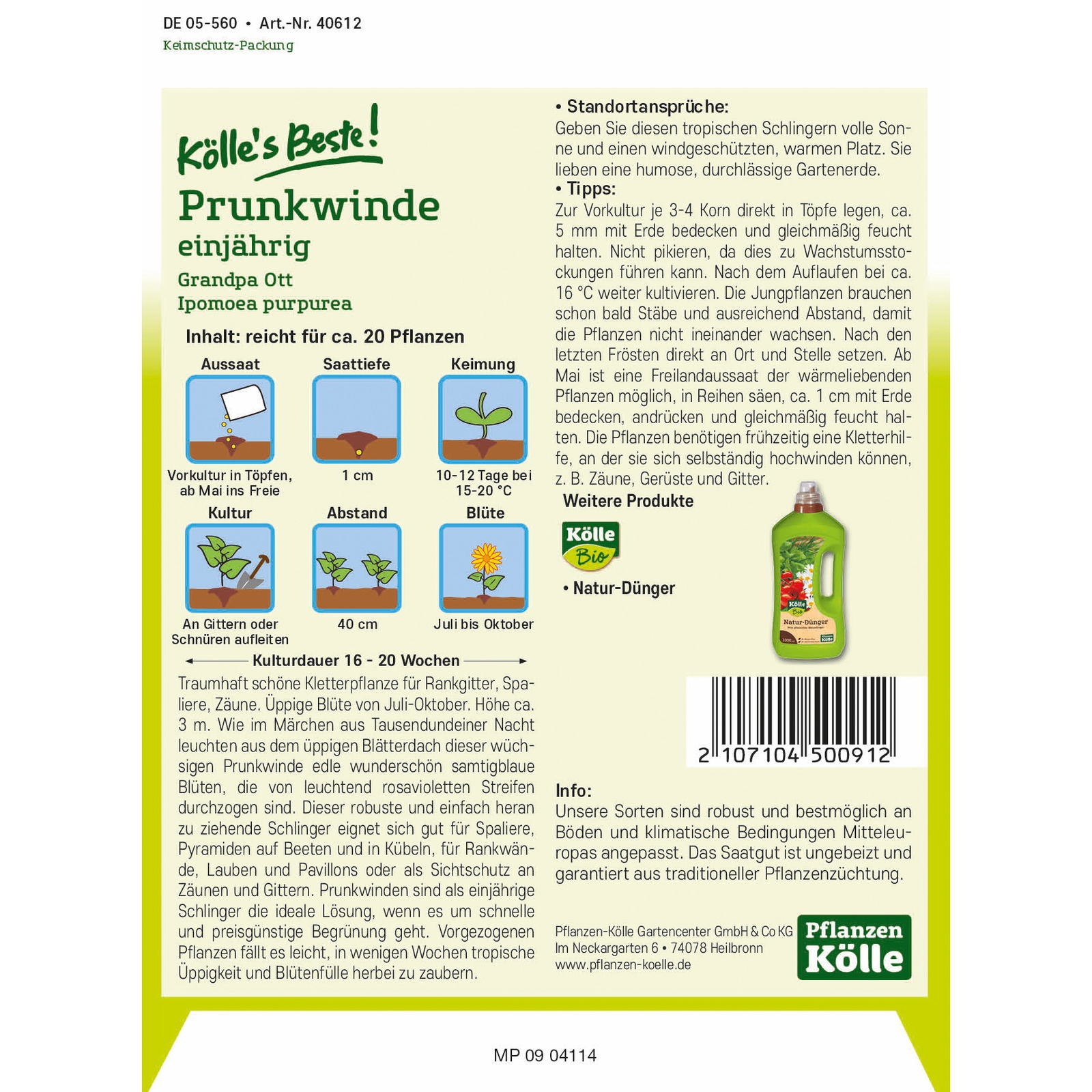 Kölle's Beste Blumensamen Prunkwinde 