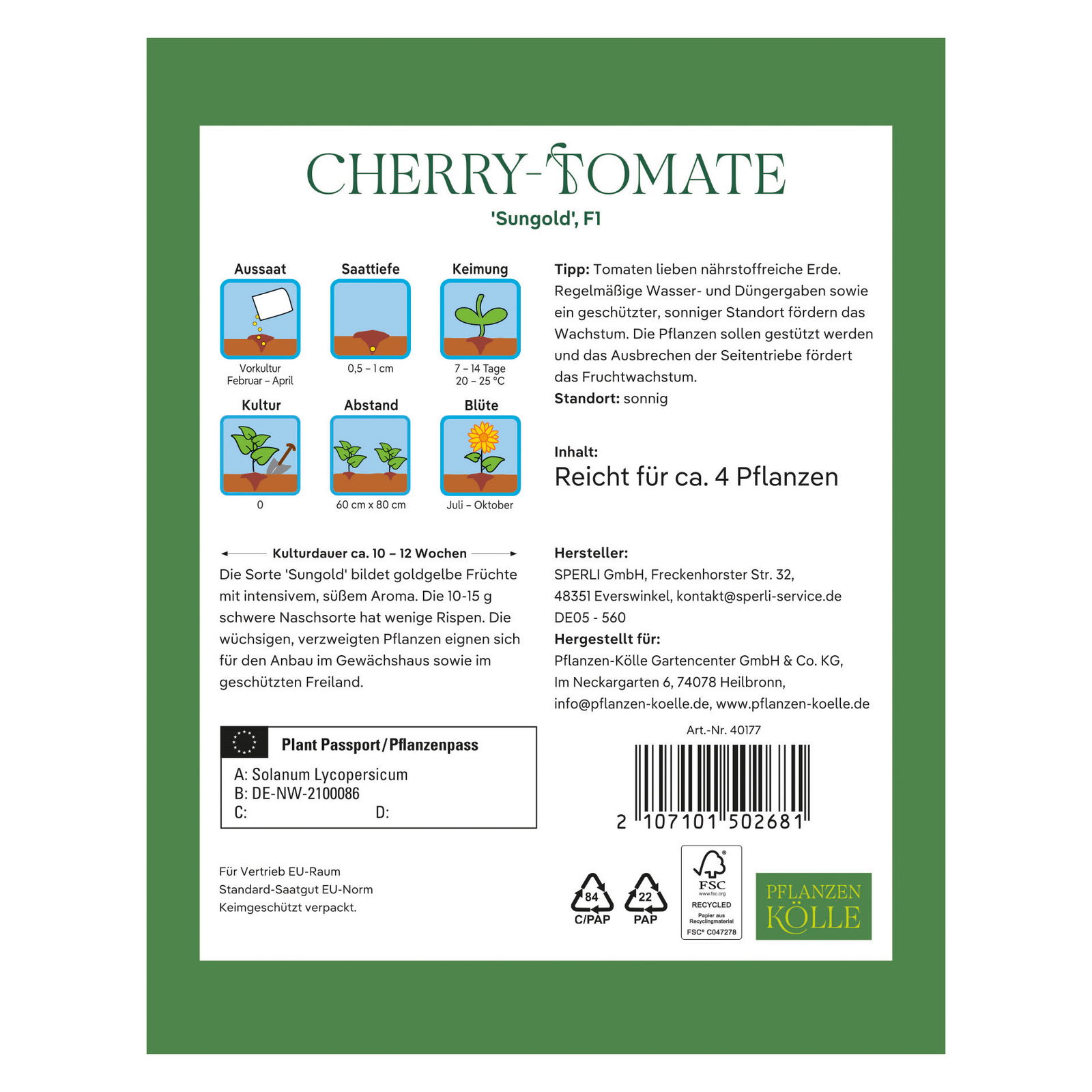 Kölles Beste Saatgut Cherrytomate 'Sungold', gelb