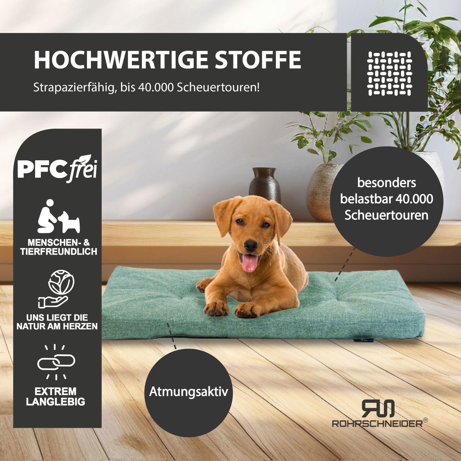 Silvio Design Tierkissen 'Ennie', türkis, Größe 2, ca. 50 x 80 cm