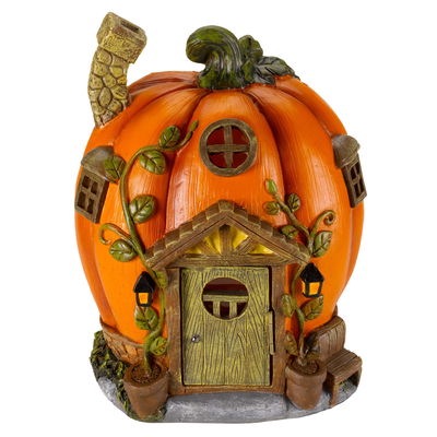 Solar-Häuschen „Kürbishaus“ in Orange-Schwarz aus Polyresin, Maße H 25,5 cm Solar-Häuschen „Kürbishaus“ in Orange-Schwarz aus Polyresin, Maße H 25,5 cm