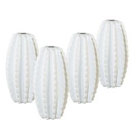 Vase Kaktus, 4er-Set, Keramik, Weiß, 15,5 x 8,5 x 8,5 cm