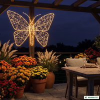 LED Schmetterling, 760 LEDs, gold, ca. 98 x H 77 cm