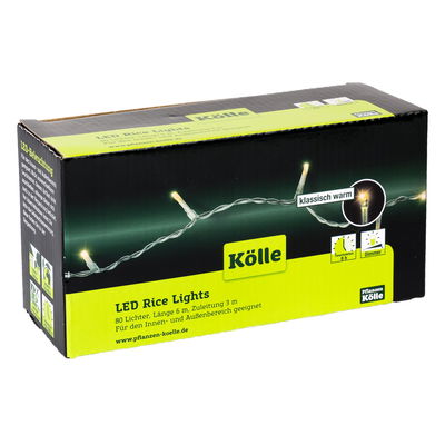 Kölle LED Lichterkette Rice Lights, klassisch warm, 80 LEDs, Länge ca. 6 m