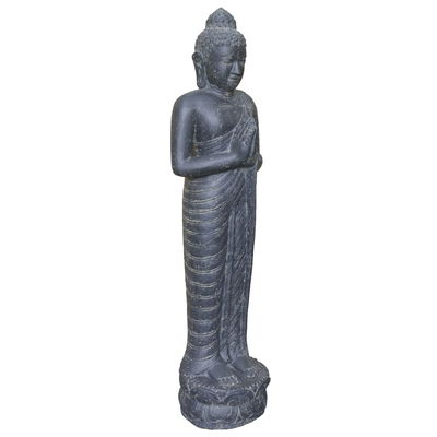 Buddha stehend, schwarz, Steinguss, 44 x 35 x 158 cm, 148 kg Buddha stehend, schwarz, Steinguss, 44 x 35 x 158 cm, 148 kg
