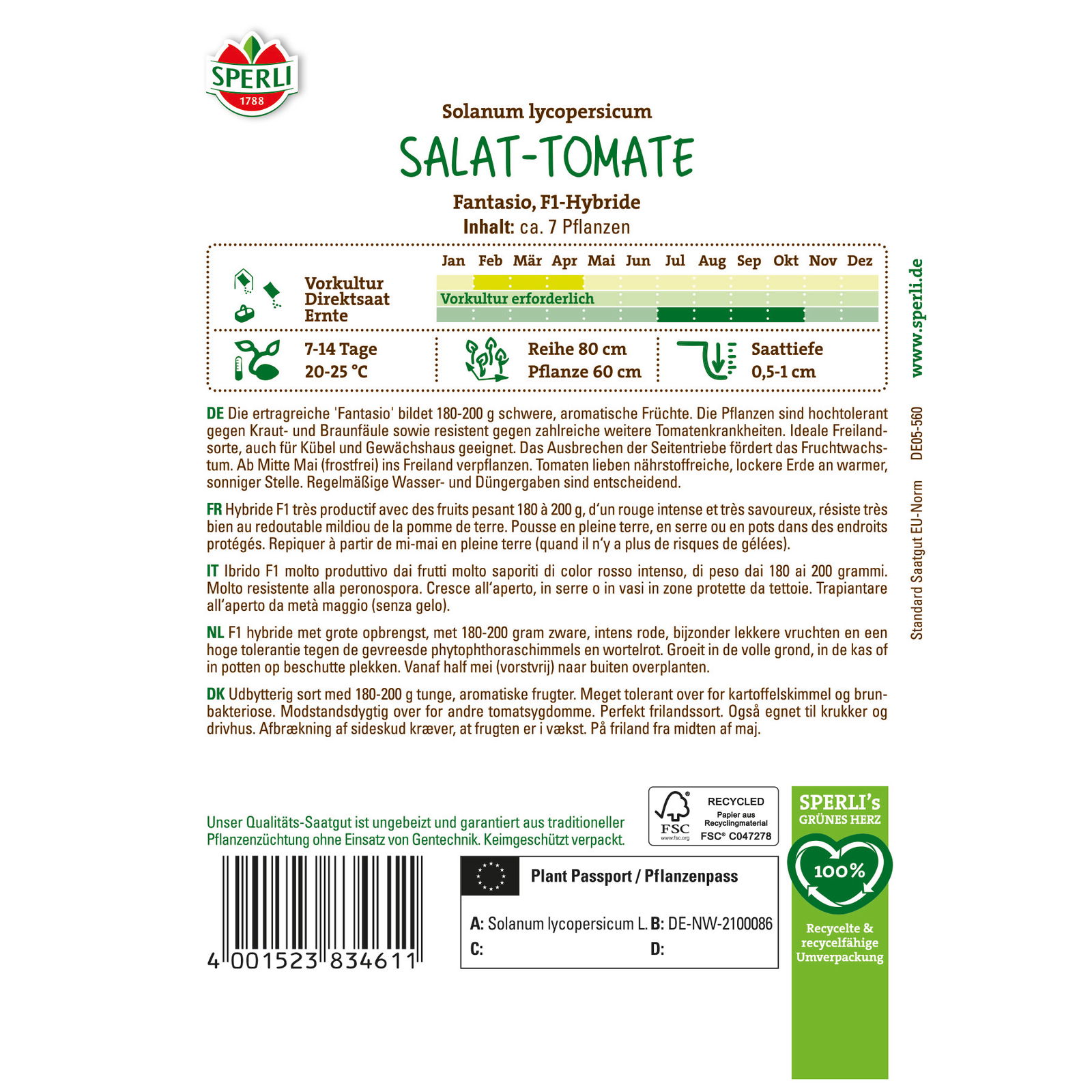 Sperli Gemüsesamen, Salattomate 'Fantasio' Sperli Gemüsesamen, Salattomate 'Fantasio'