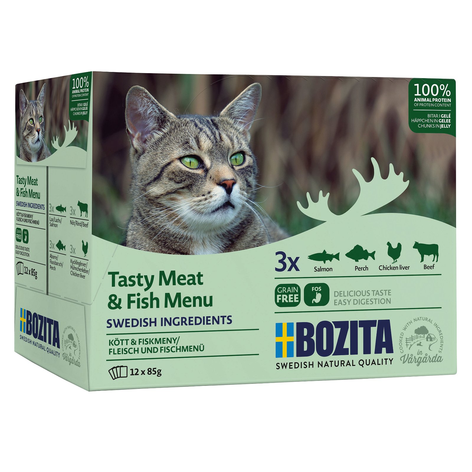 Bozita HIS Multibox, Katze, Nassfutter, Fleisch & Fisch Menü, 12 x 85 g