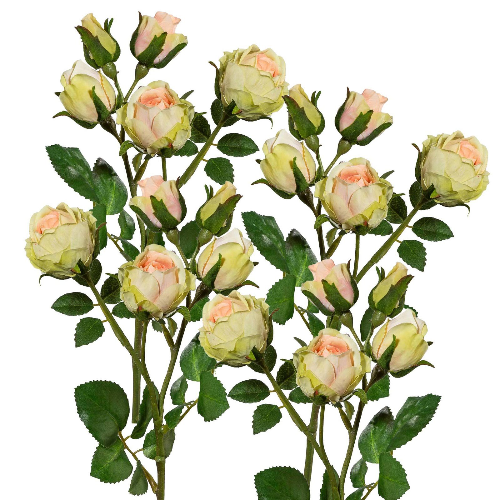 Kunstpflanze Polyantarose, apricot, 39 cm, 4 Stück