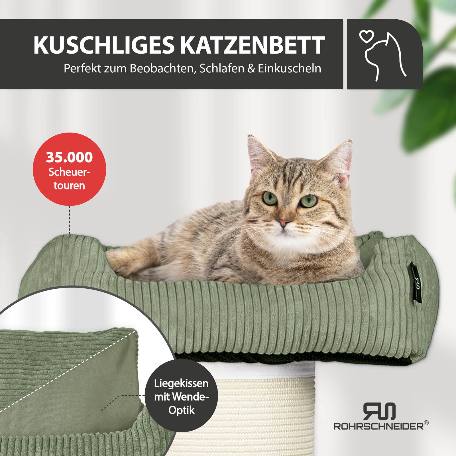Rohrschneider Kratzbaum XXL Cord, Gr. 1, salbei, Höhe ca. 107 cm Rohrschneider Kratzbaum XXL Cord, Gr. 1, salbei, Höhe ca. 107 cm