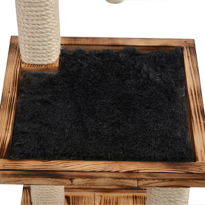 Silvio Design Katzenbaum 'Aramis', geflammtes Holz, dunkelgraues Plüsch