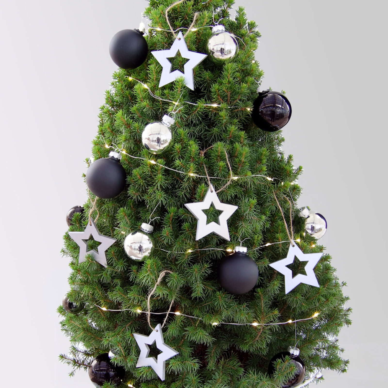 Weihnachtsbäumchen inkl. Deko, silber-schwarz, Höhe ca. 80 cm, Topf-Ø 25 cm Weihnachtsbäumchen inkl. Deko, silber-schwarz, Höhe ca. 80 cm, Topf-Ø 25 cm