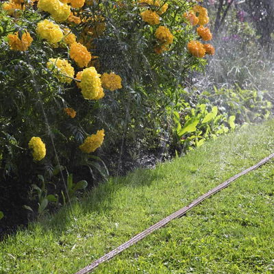 Schlauchregner, Gardena, braun, 15 m, zum Beregnen von schmalen Flächen Schlauchregner, Gardena, braun, 15 m, zum Beregnen von schmalen Flächen