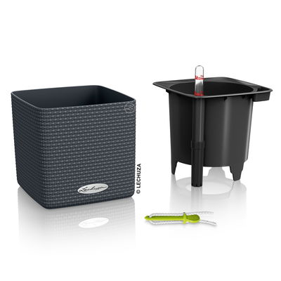 Lechuza 'Cube Color 14', schiefergrau, ca. 14 x 14 x H 13,5 cm