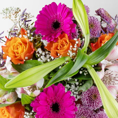 Blumenstrauß 'Orange meets Pink', handgebunden, Größe L Blumenstrauß 'Orange meets Pink', handgebunden, Größe L