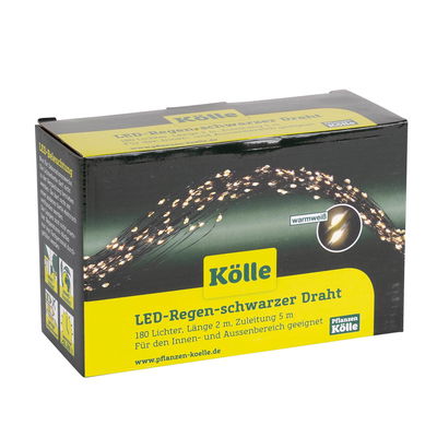 Kölle LED Schwarzdraht Regen, warmweiß, 180 LEDs, Länge ca. 2 m Kölle LED Schwarzdraht Regen, warmweiß, 180 LEDs, Länge ca. 2 m
