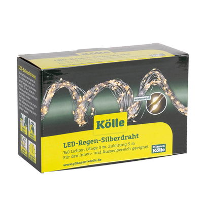 Kölle LED Silberdraht Regen, warmweiß, 360 LEDs, Länge ca. 2,5 m Kölle LED Silberdraht Regen, warmweiß, 360 LEDs, Länge ca. 2,5 m