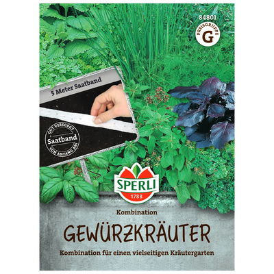 Sperli's Gewürzkräuterkombination, Saatband, 5 m, Petersilie, Dill, Majoran usw