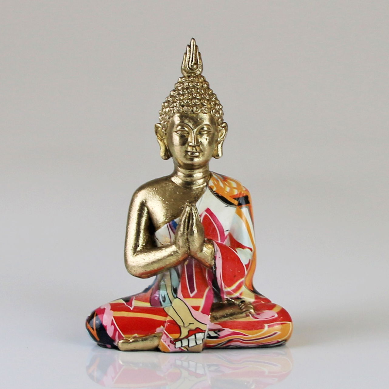 Buddha-Figur, bunt, Höhe ca. 16 cm