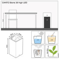 Lechuza 'Canto Stone 30 high LED', steingrau, 30 x 30 x H 56 cm