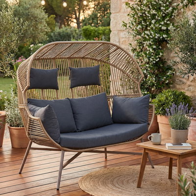 Geflechtsessel 'Deluxe' inkl. Auflagen, 2 Sitzer