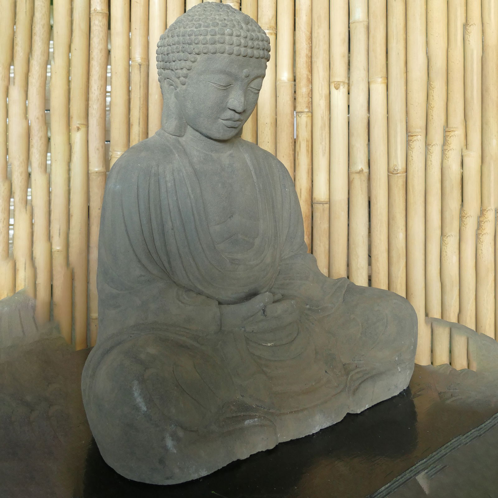 Buddha-Statue, Trockensteinguss, 53 x 40 x 65 cm