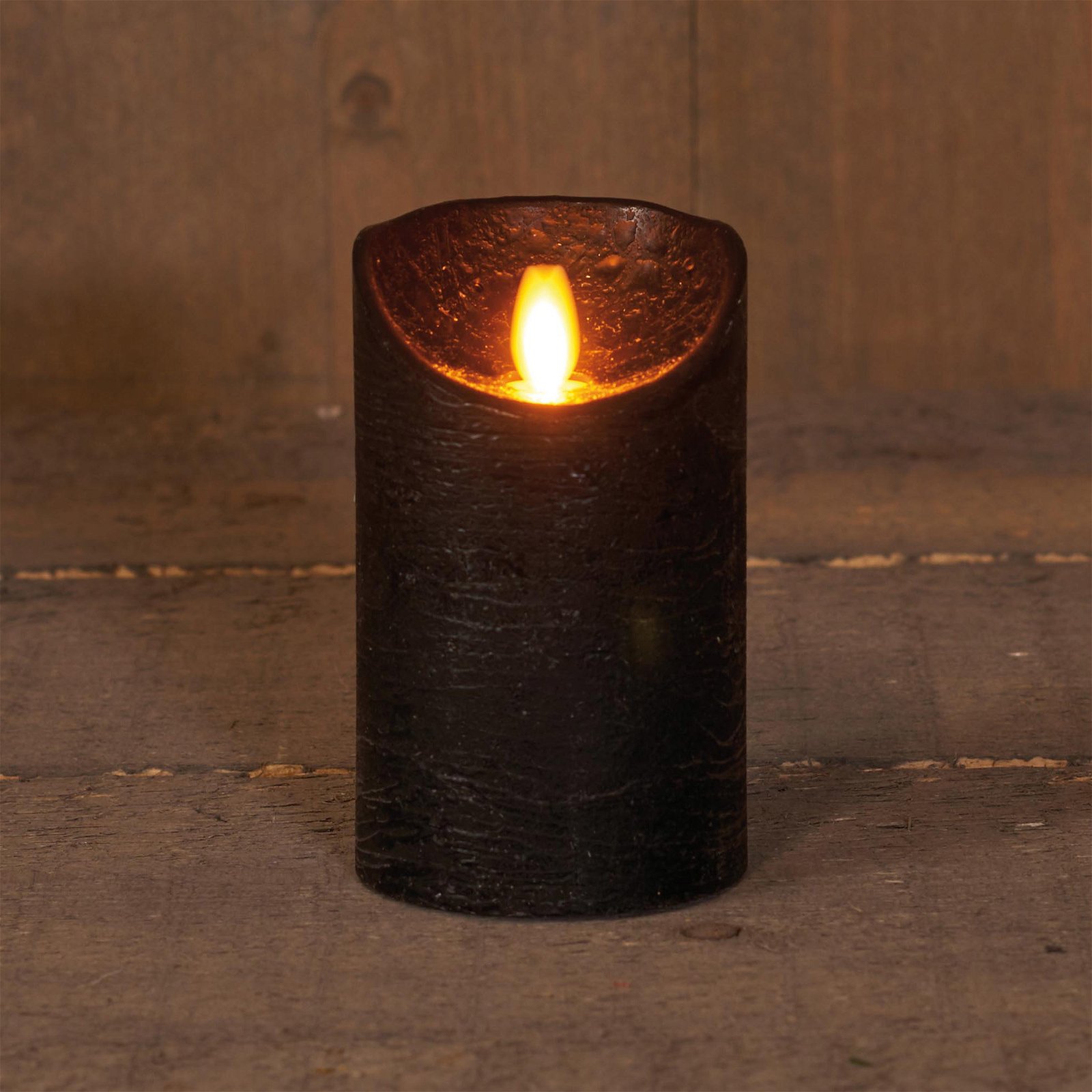 LED-Echtwachskerze 'Magic Flame', schwarz, ca. Ø 12,5 x 7,5 cm