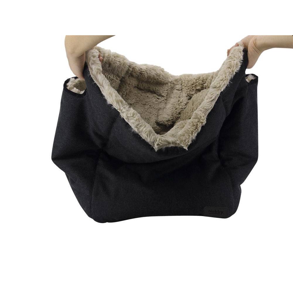 Nobby Komfortbett/-tasche 'Enda', schwarz/beige, ca. 45 x 45 x 40/ 20 cm