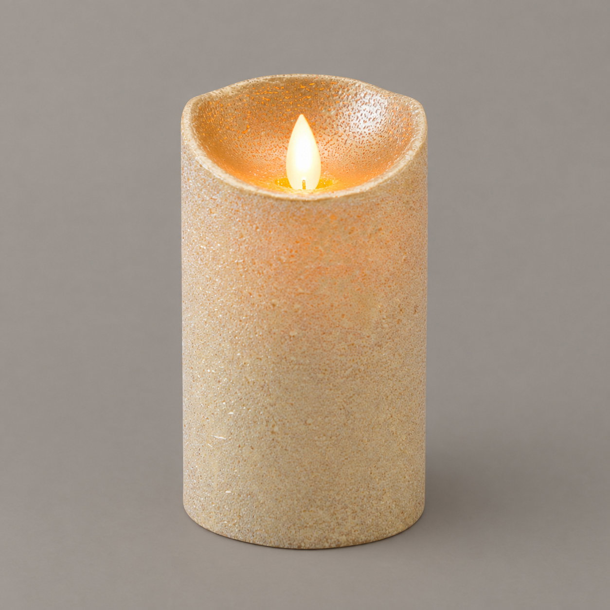 LED Echtwachskerze 'Magic Flame', gold, Ø 7,5 x H 12,5 cm LED Echtwachskerze 'Magic Flame', gold, Ø 7,5 x H 12,5 cm
